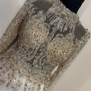 Embellished Sheer Long Sleeve Top